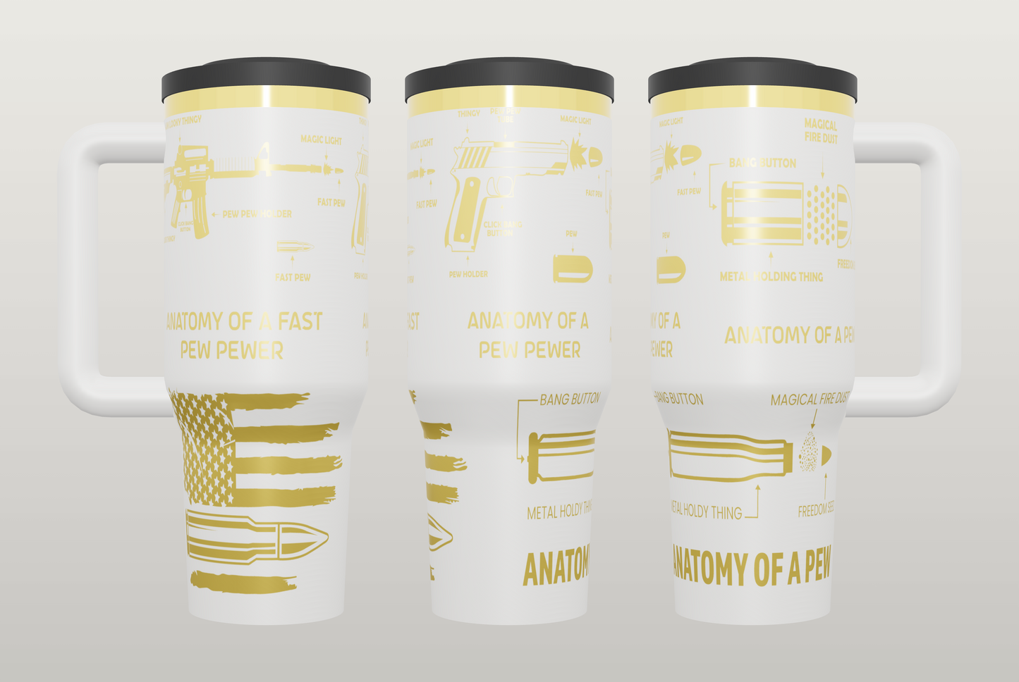 Bullet Anatomy Engraved Tumbler – Gift for Hunters & Outdoor Enthusiasts