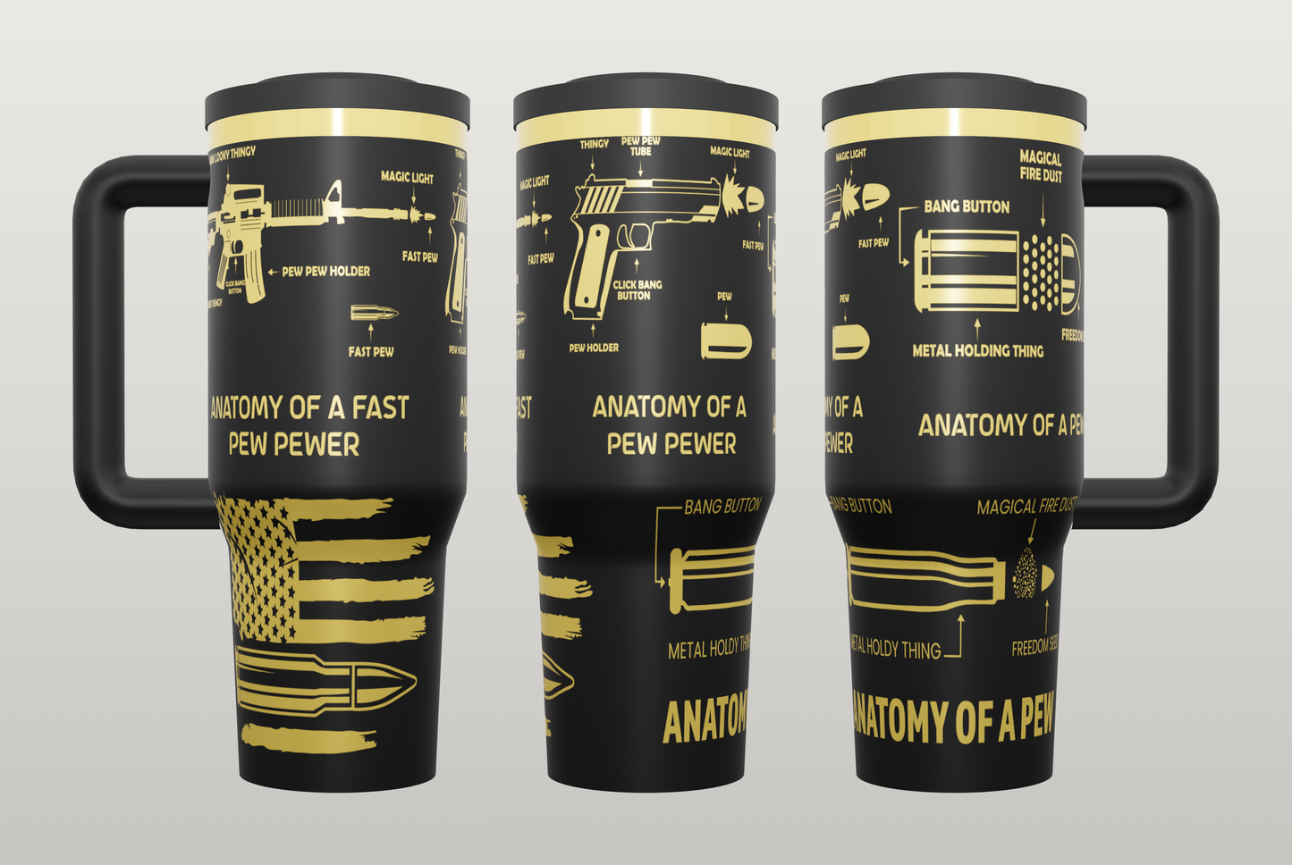 Bullet Anatomy Engraved Tumbler – Gift for Hunters & Outdoor Enthusiasts