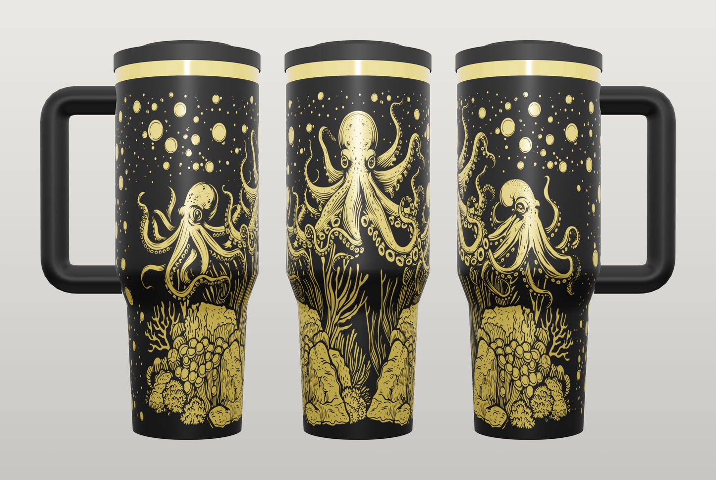 Octopus Siren Engraved Tumbler – Gothic Ocean Gift, Unique Drinkware
