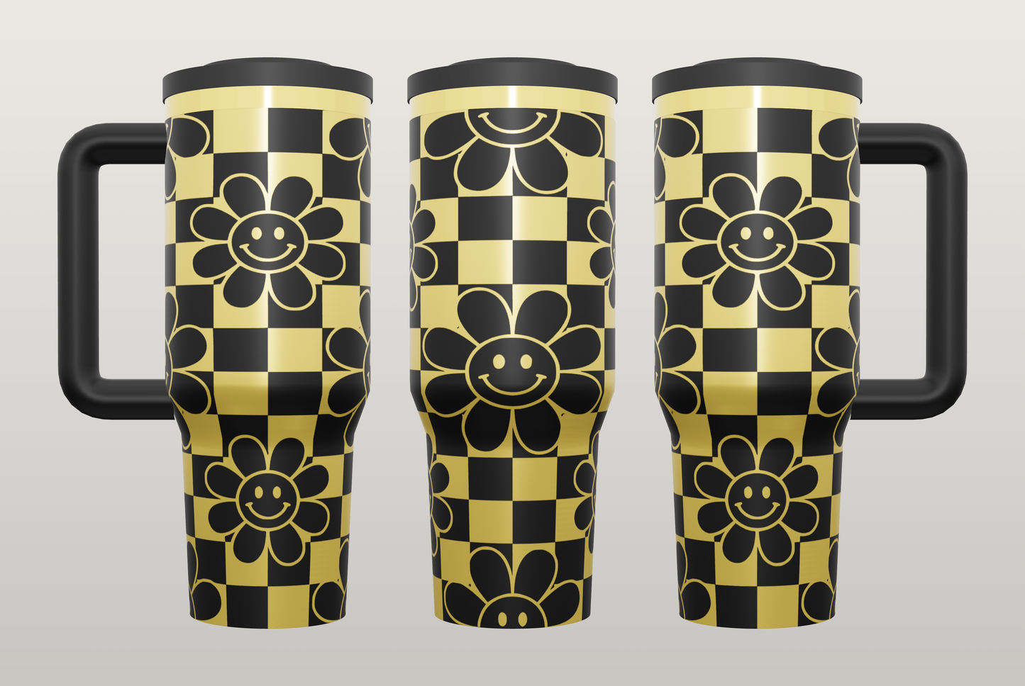 Retro Flower Power Engraved Tumbler – Groovy 70s Gift, Good Vibes Drinkware
