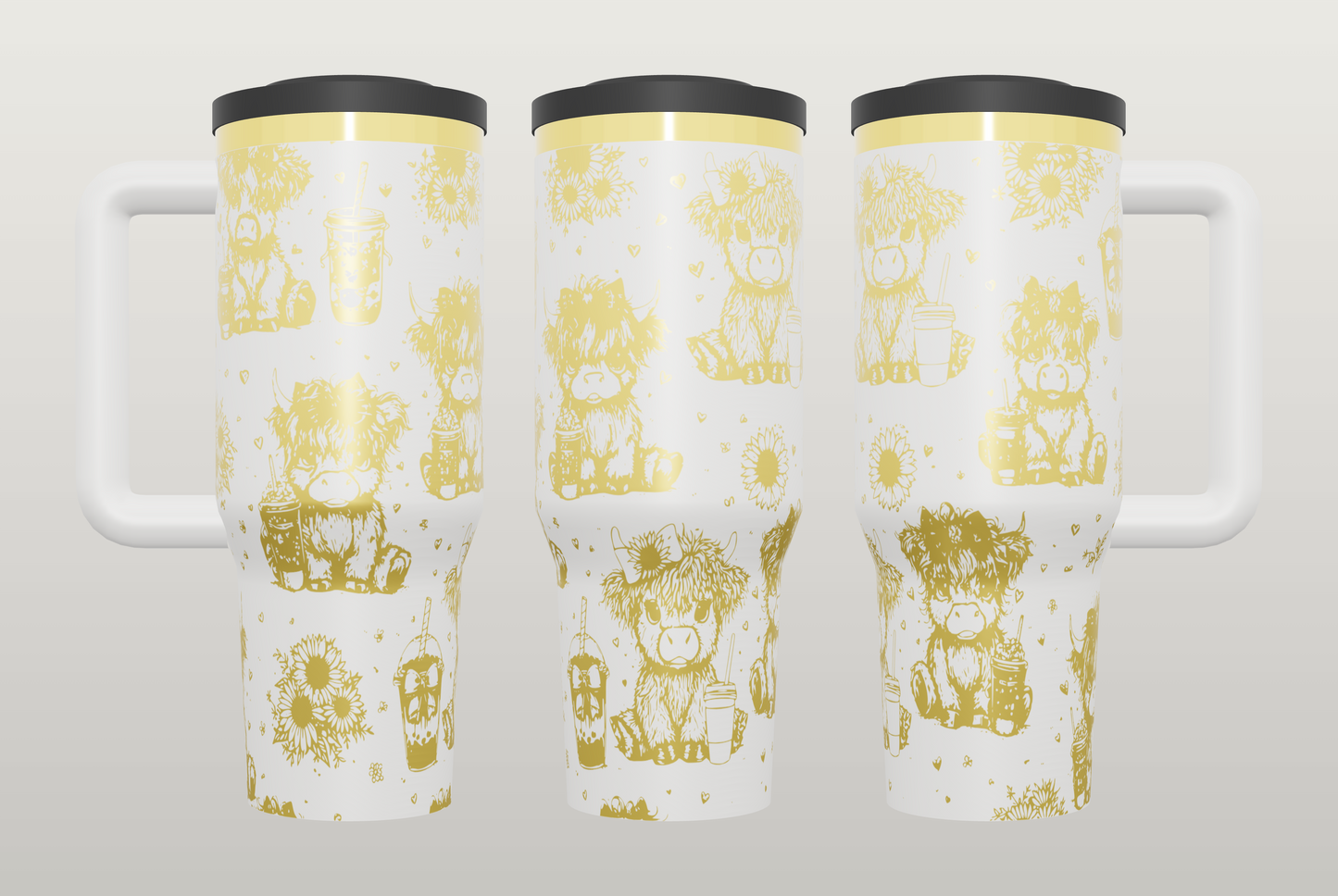 Highland Cow Coffee Engraved Tumbler – Cute Cow Gift for Coffee Lovers