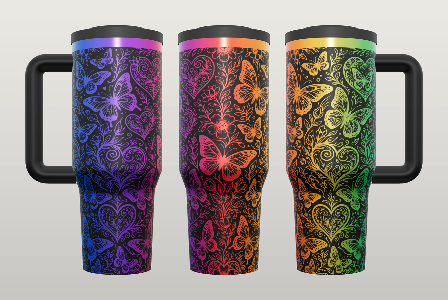 Butterfly Engraved Tumbler – Inspirational Gift for Her, Nature Drinkware