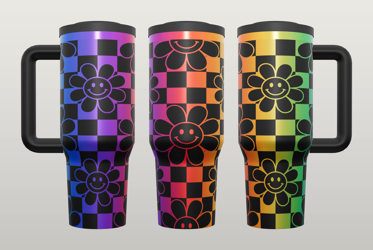 Retro Flower Power Engraved Tumbler – Groovy 70s Gift, Good Vibes Drinkware