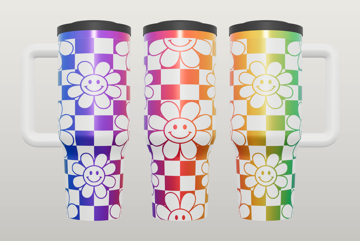 Retro Flower Power Engraved Tumbler – Groovy 70s Gift, Good Vibes Drinkware
