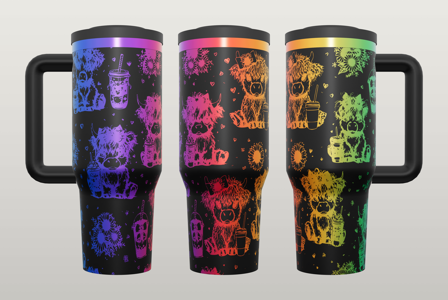 Highland Cow Coffee Engraved Tumbler – Cute Cow Gift for Coffee Lovers