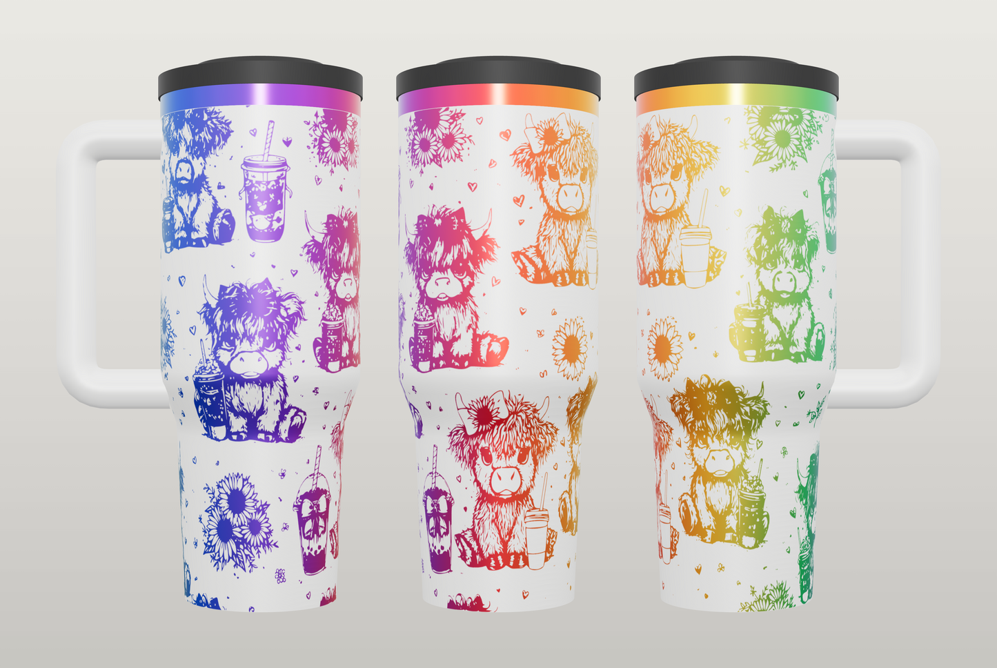 Highland Cow Coffee Engraved Tumbler – Cute Cow Gift for Coffee Lovers