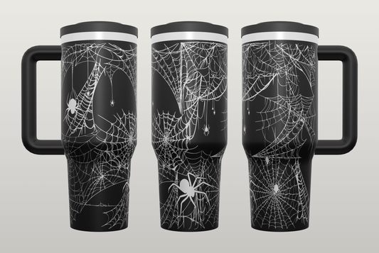 Spiderweb Engraved Tumbler – Gothic Halloween Gift, Unique Drinkware