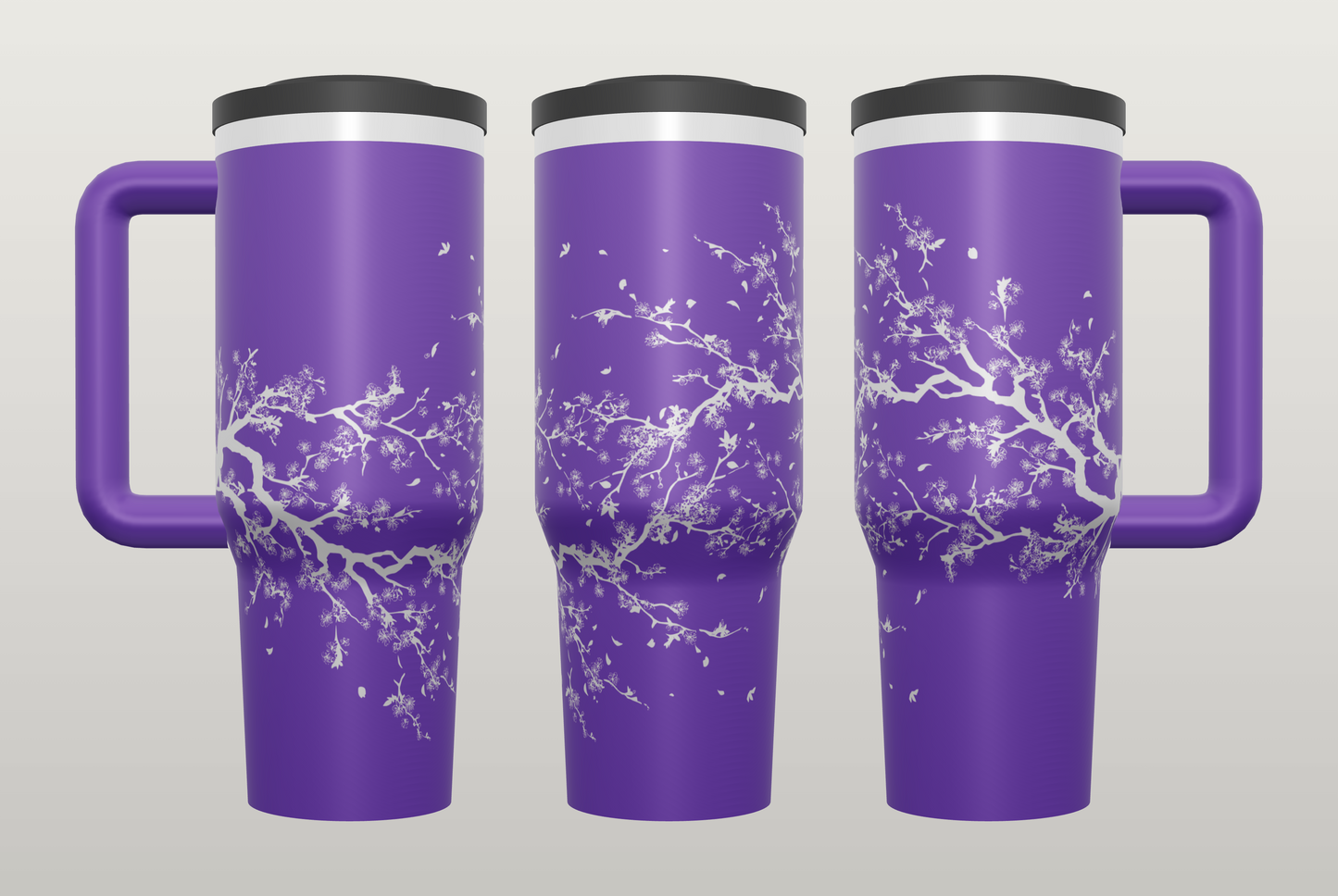 Cherry Blossom Engraved Tumbler – Elegant Floral Gift for Her