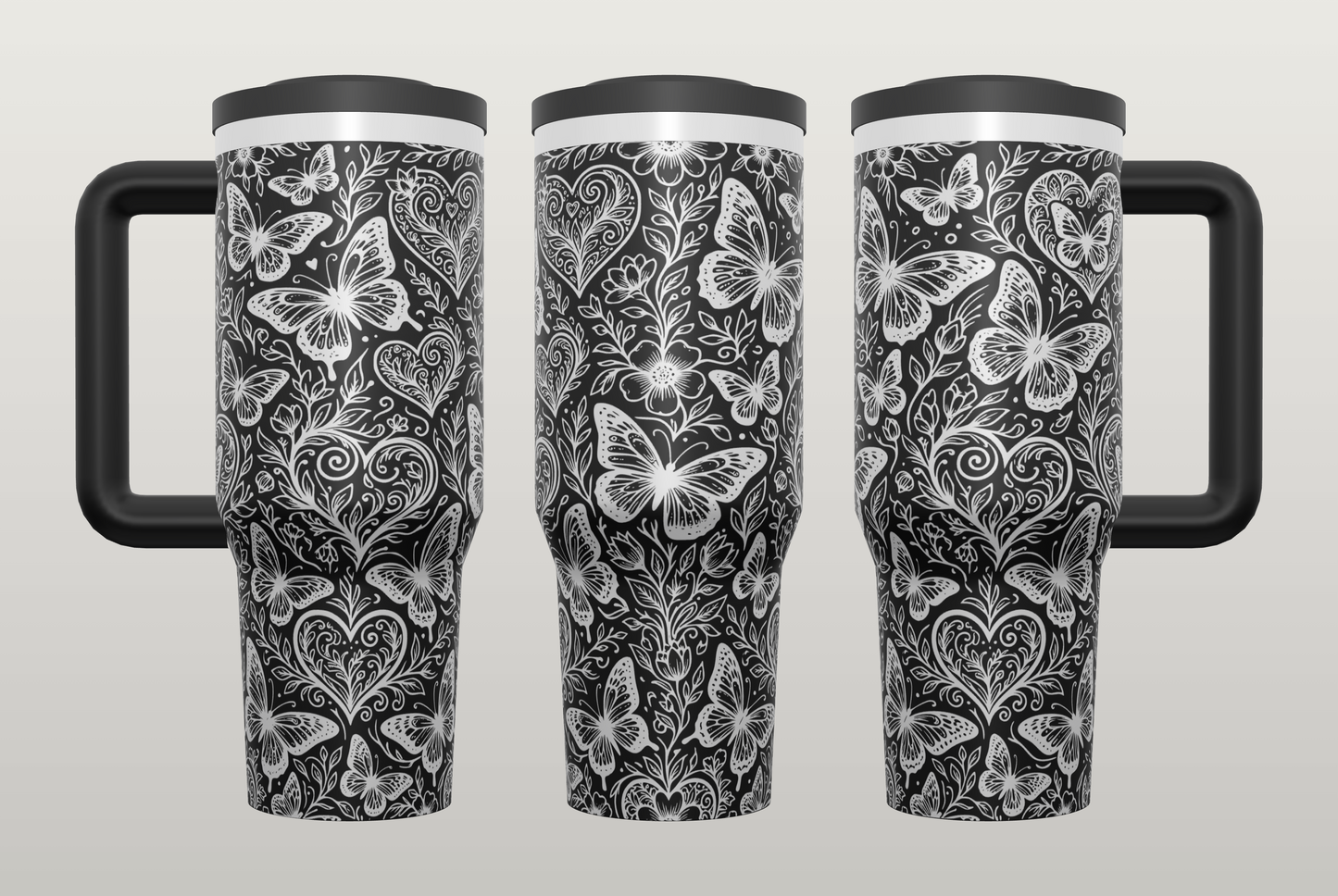 Butterfly Engraved Tumbler – Inspirational Gift for Her, Nature Drinkware