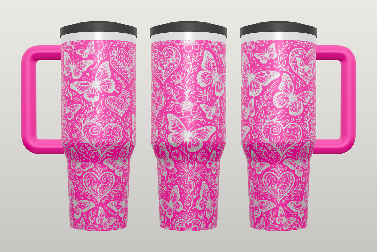 Butterfly Engraved Tumbler – Inspirational Gift for Her, Nature Drinkware