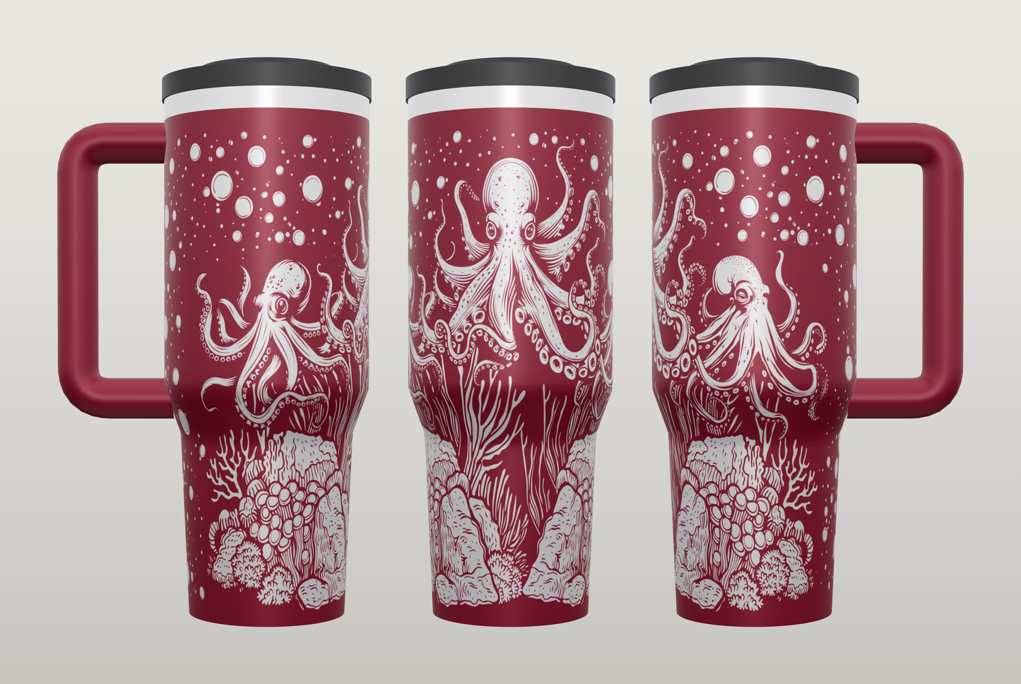 Octopus Siren Engraved Tumbler – Gothic Ocean Gift, Unique Drinkware