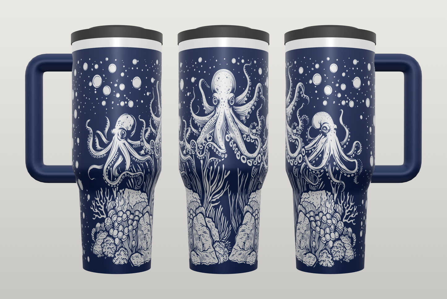 Octopus Siren Engraved Tumbler – Gothic Ocean Gift, Unique Drinkware