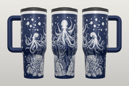 Octopus Siren Engraved Tumbler – Gothic Ocean Gift, Unique Drinkware