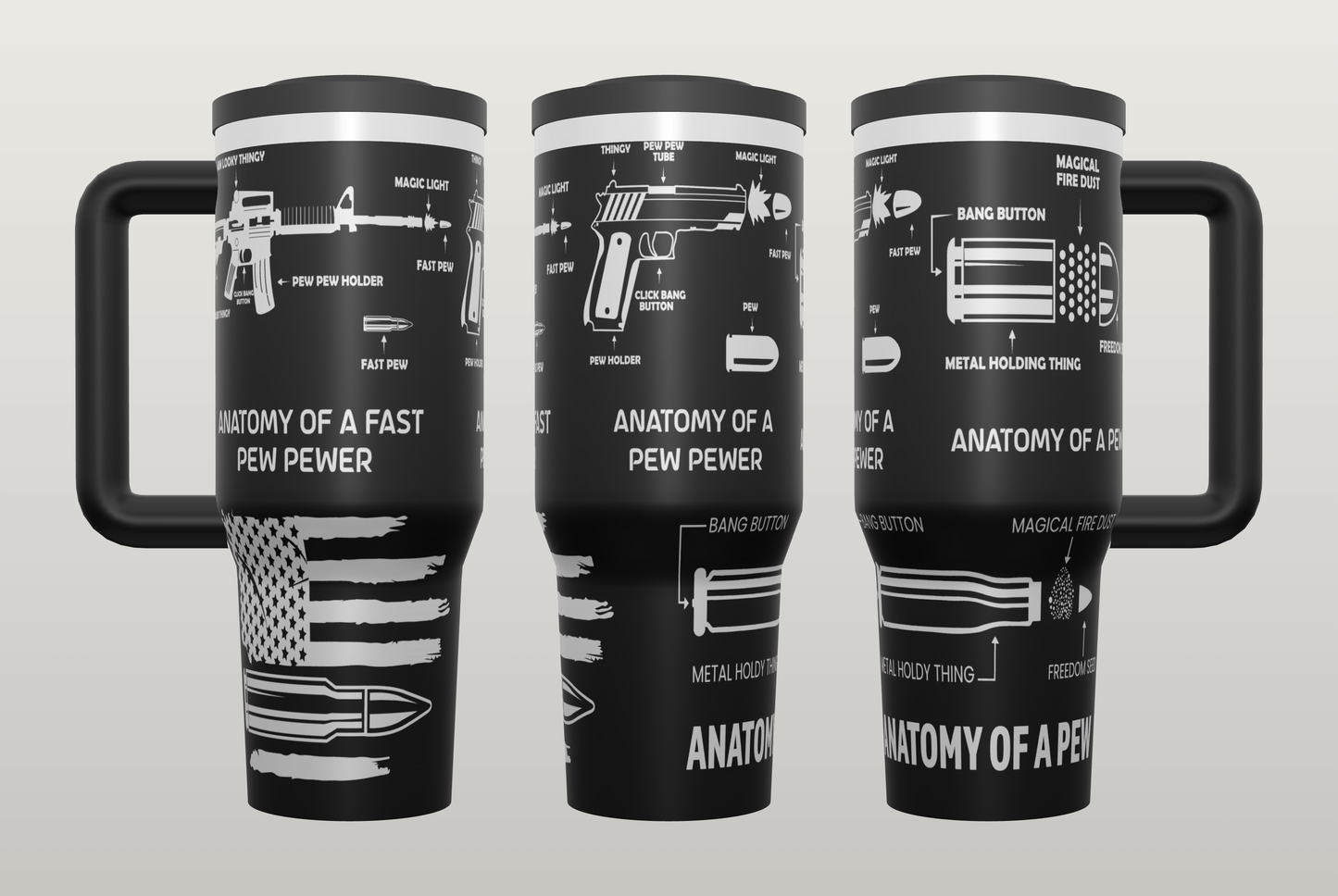Bullet Anatomy Engraved Tumbler – Gift for Hunters & Outdoor Enthusiasts