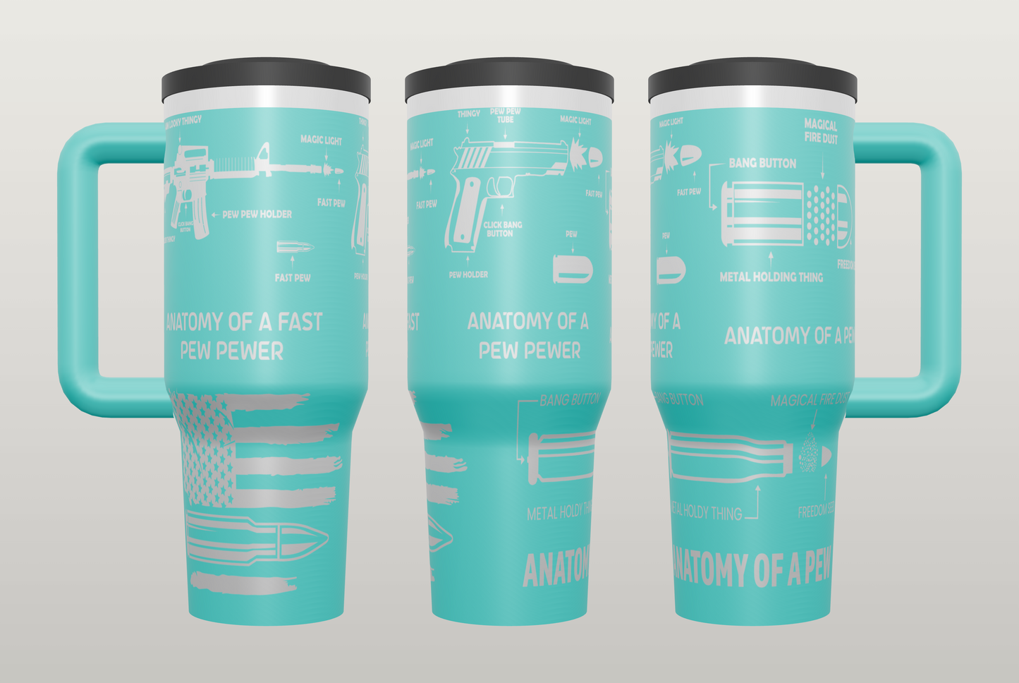 Bullet Anatomy Engraved Tumbler – Gift for Hunters & Outdoor Enthusiasts