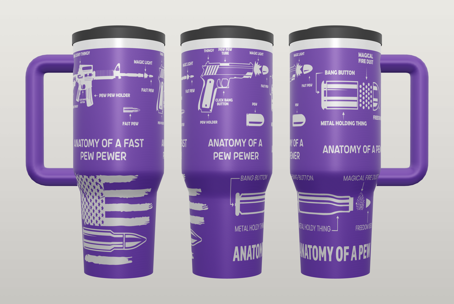 Bullet Anatomy Engraved Tumbler – Gift for Hunters & Outdoor Enthusiasts