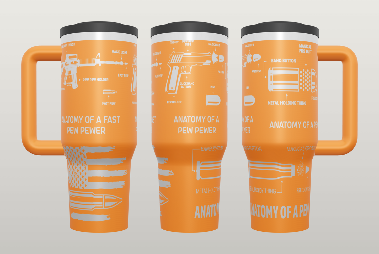 Bullet Anatomy Engraved Tumbler – Gift for Hunters & Outdoor Enthusiasts