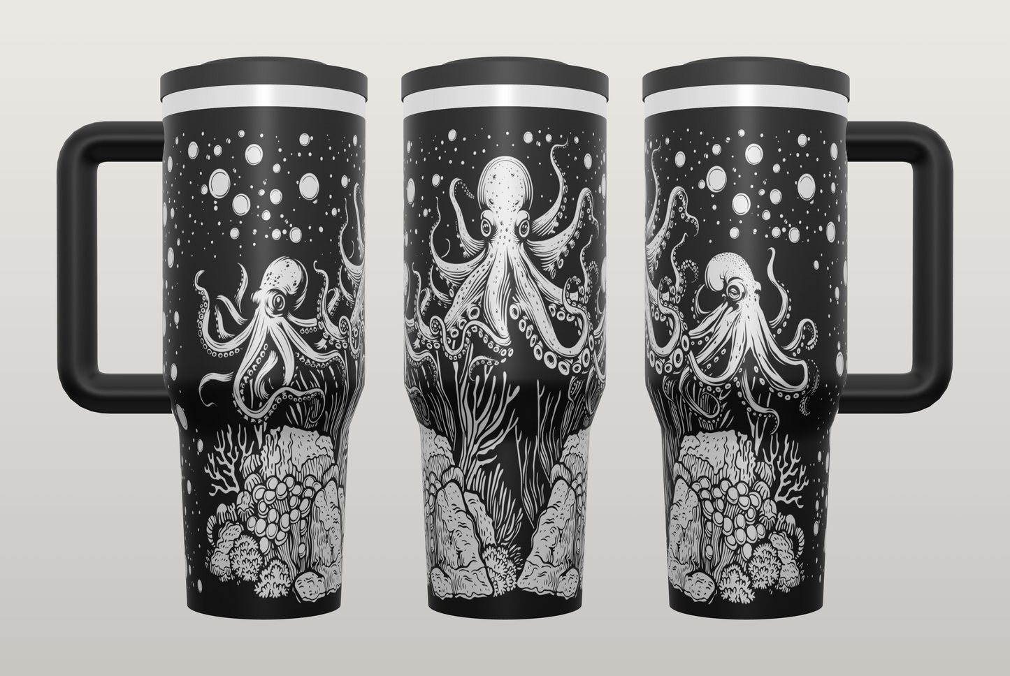 Octopus Siren Engraved Tumbler – Gothic Ocean Gift, Unique Drinkware
