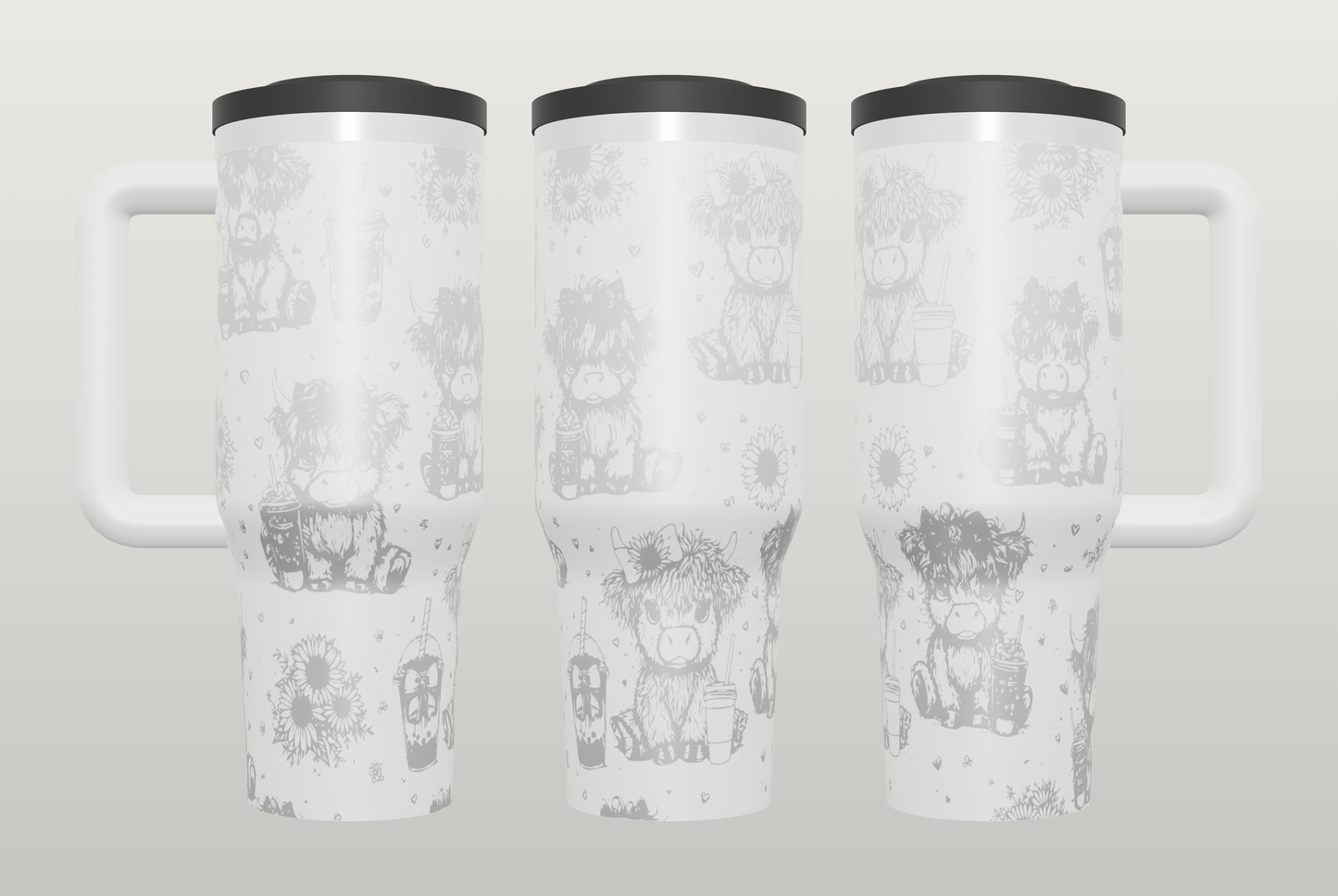 Highland Cow Coffee Engraved Tumbler – Cute Cow Gift for Coffee Lovers
