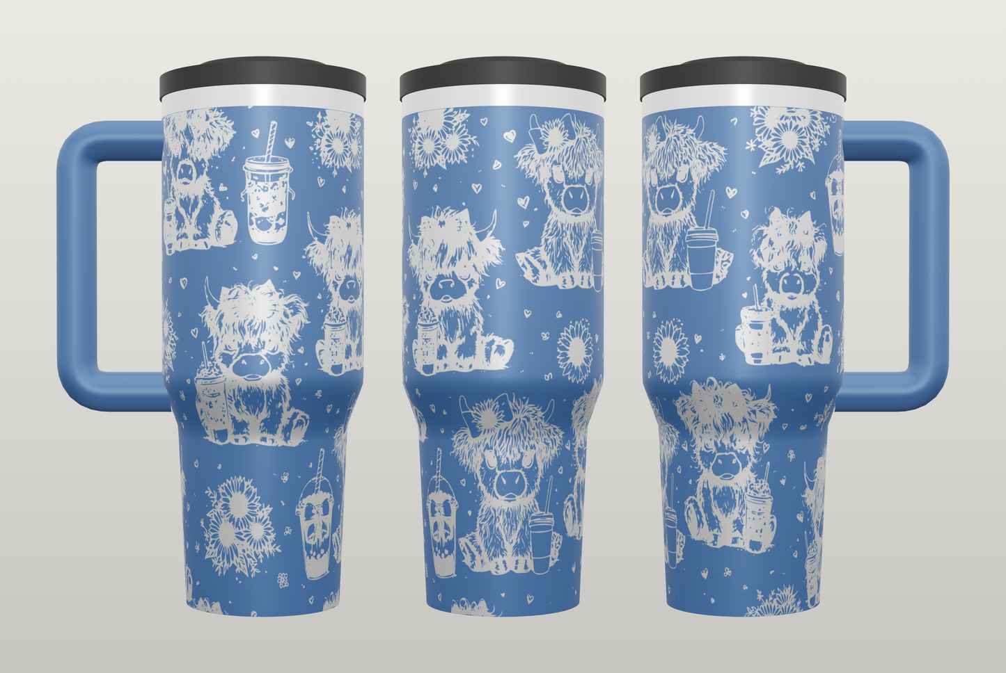 Highland Cow Coffee Engraved Tumbler – Cute Cow Gift for Coffee Lovers