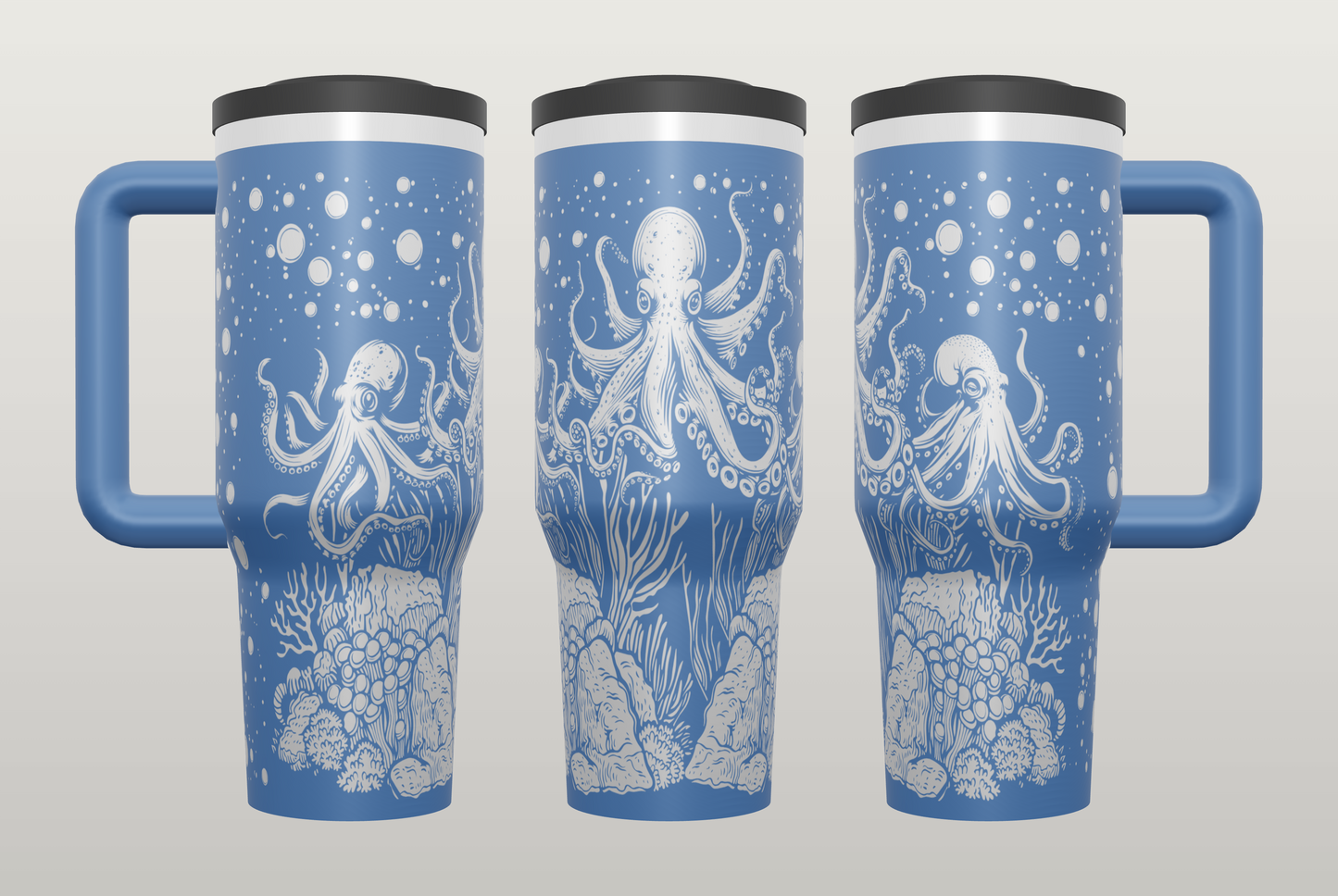 Octopus Siren Engraved Tumbler – Gothic Ocean Gift, Unique Drinkware