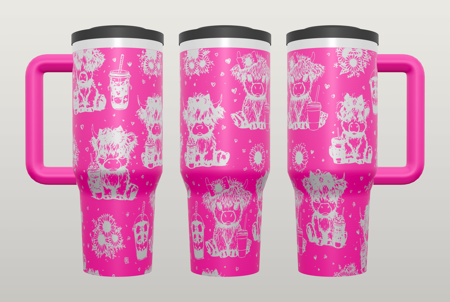 Highland Cow Coffee Engraved Tumbler – Cute Cow Gift for Coffee Lovers