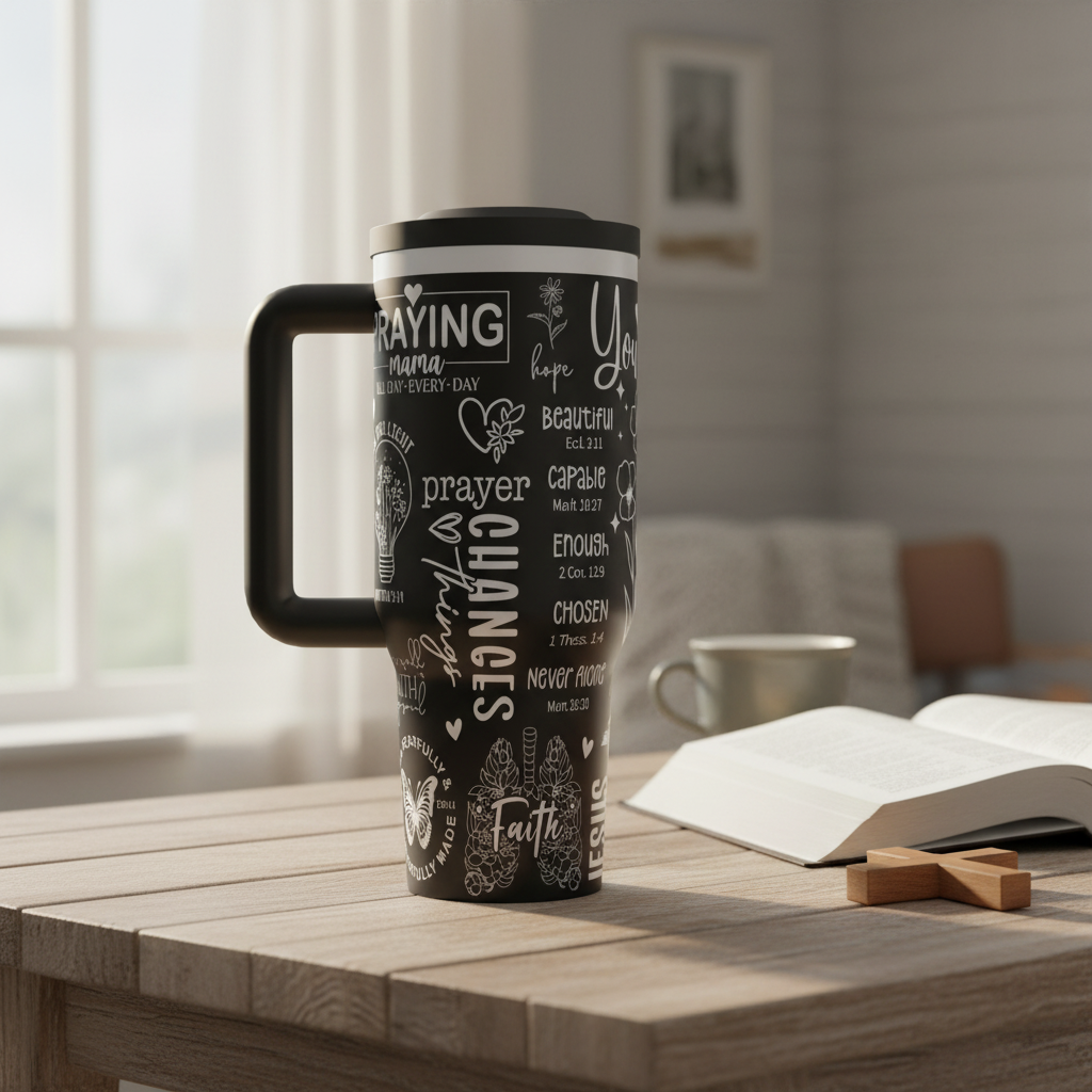 Black Mama Prays Tumbler Bible - Single Handle