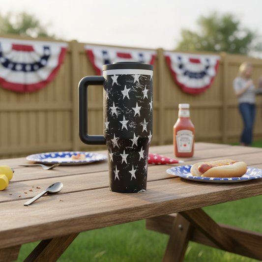 Black Stars and Stripes Tumbler BBQ