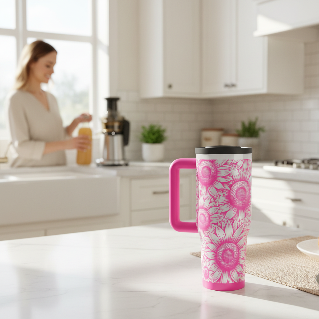 Pink Sunflower Tumbler Kitchen