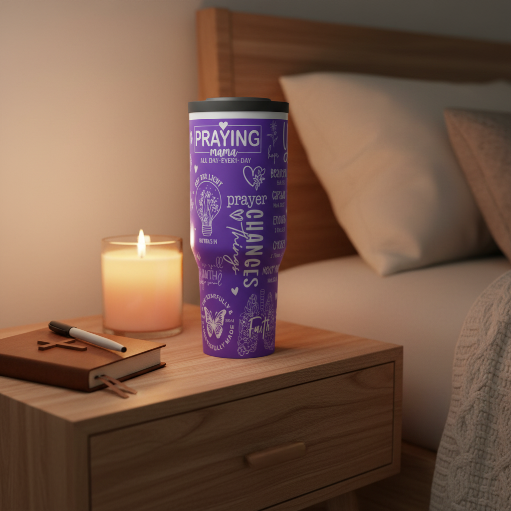 Purple Mama Prays Tumbler Nightstand