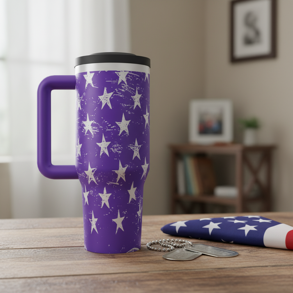 Purple Stars and Stripes Tumbler Military