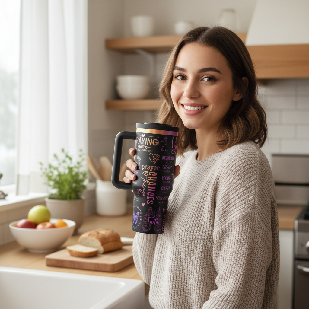 Rainbow Mama Prays Tumbler Kitchen