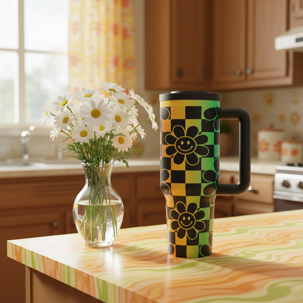 Rainbow Smiley Flower Tumbler Kitchen