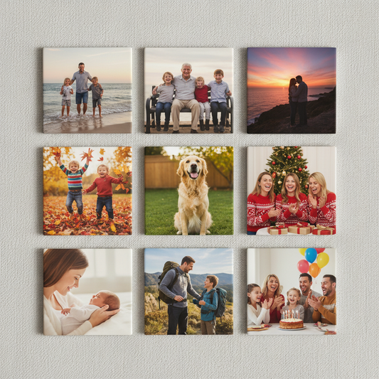 Set of 9 family photo magnets