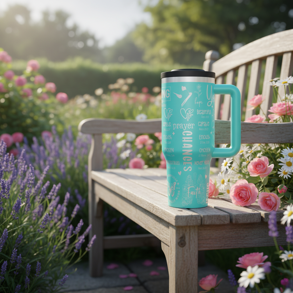 Teal Mama Prays Tumbler Garden