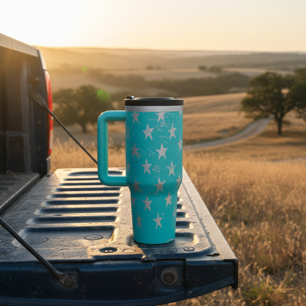 Teal Stars and Stripes Tumbler Tailgate