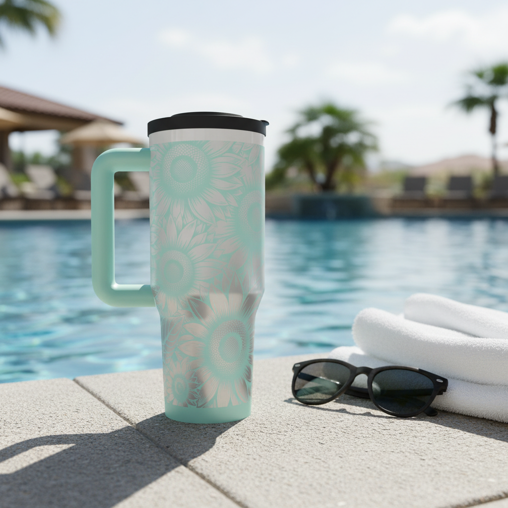 Teal Sunflower Tumbler Pool